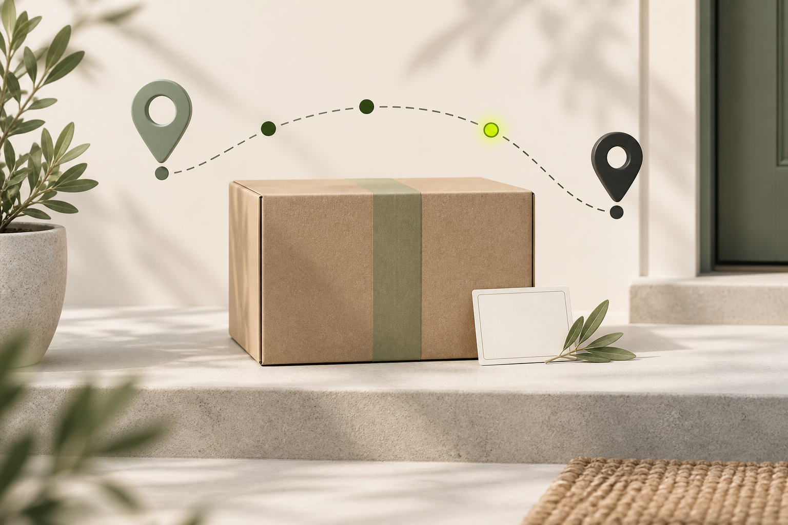 Parcel with route markers