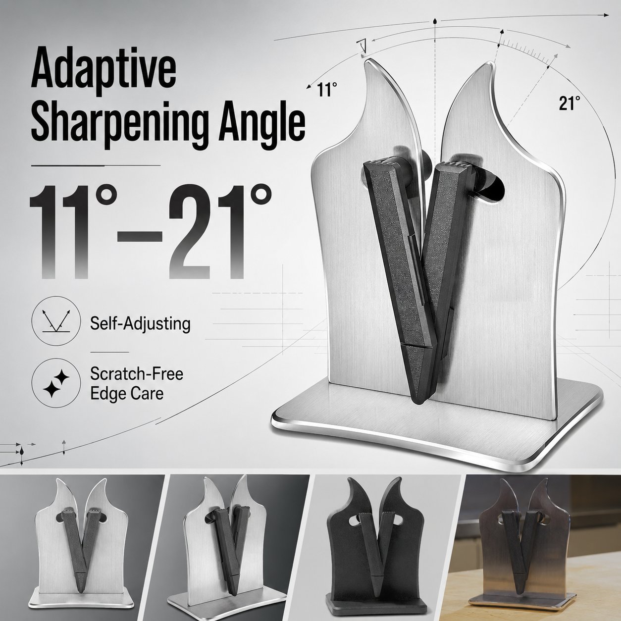 🔪Professional Stainless Steel Knife Sharpener – Fast Sharpening for Smooth, Wavy & Micro-Tooth Blades, Adjustable 11°-21° - detail 4