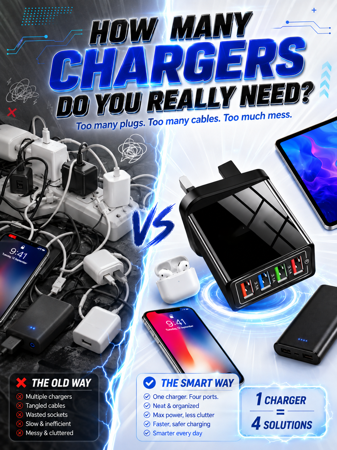 Improve Your Phone's Battery Life⚡4-in-1 Travel Charger🚀 Make your 4-year-old smartphone charge faster than a new one - detail 8