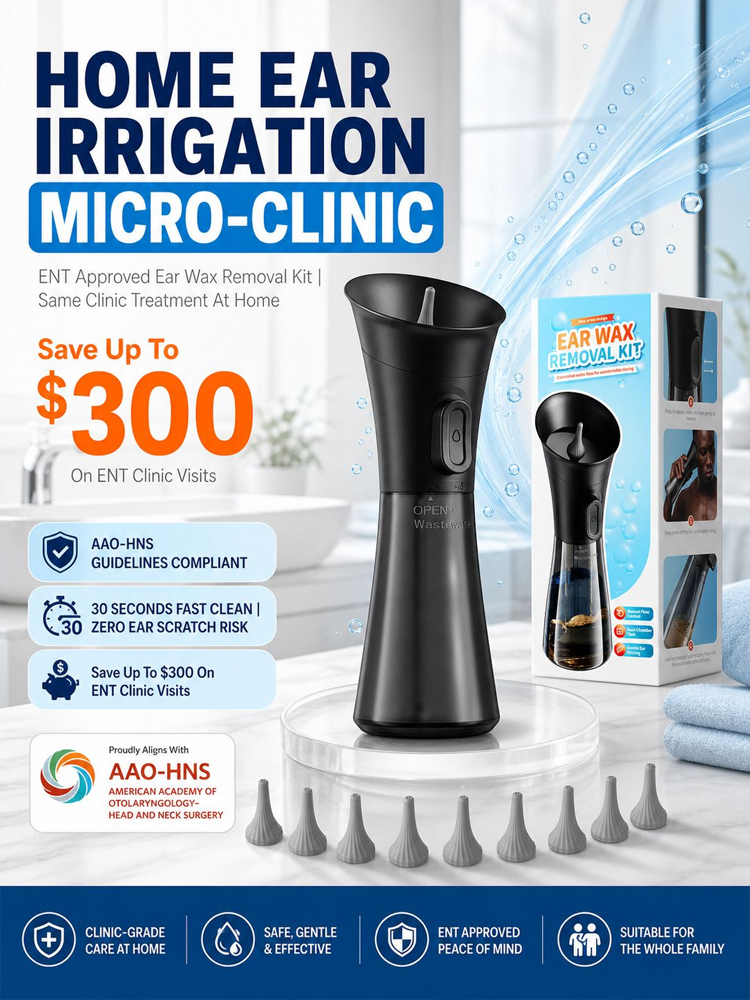 ENT-Approved Home Ear Irrigation Micro-Clinic System – German-Engineered Vortex Pulse Wax Removal Kit Compliant with AAO-HNS Guidelines (Save $1400+ on Clinic Visits!) - detail 5