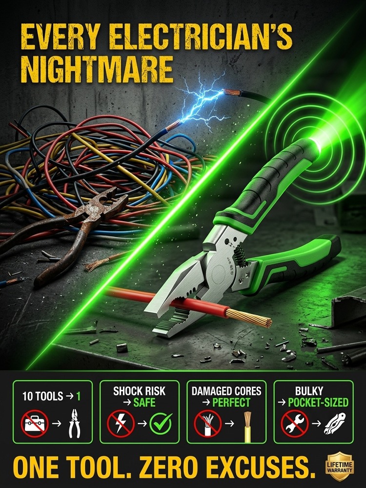 ⚡ ONE TOOL. TEN FUNCTIONS. ALMOST EVERY WIRING JOB COVERED. 🔥 The Master-Grade 10-in-1 Voltage Tester & Wire Stripper Built to Test, Strip, Cut, Grip and Troubleshoot Faster — So You Stop Switching Tools Every 30 Seconds. 🛠️⚡ - detail 3