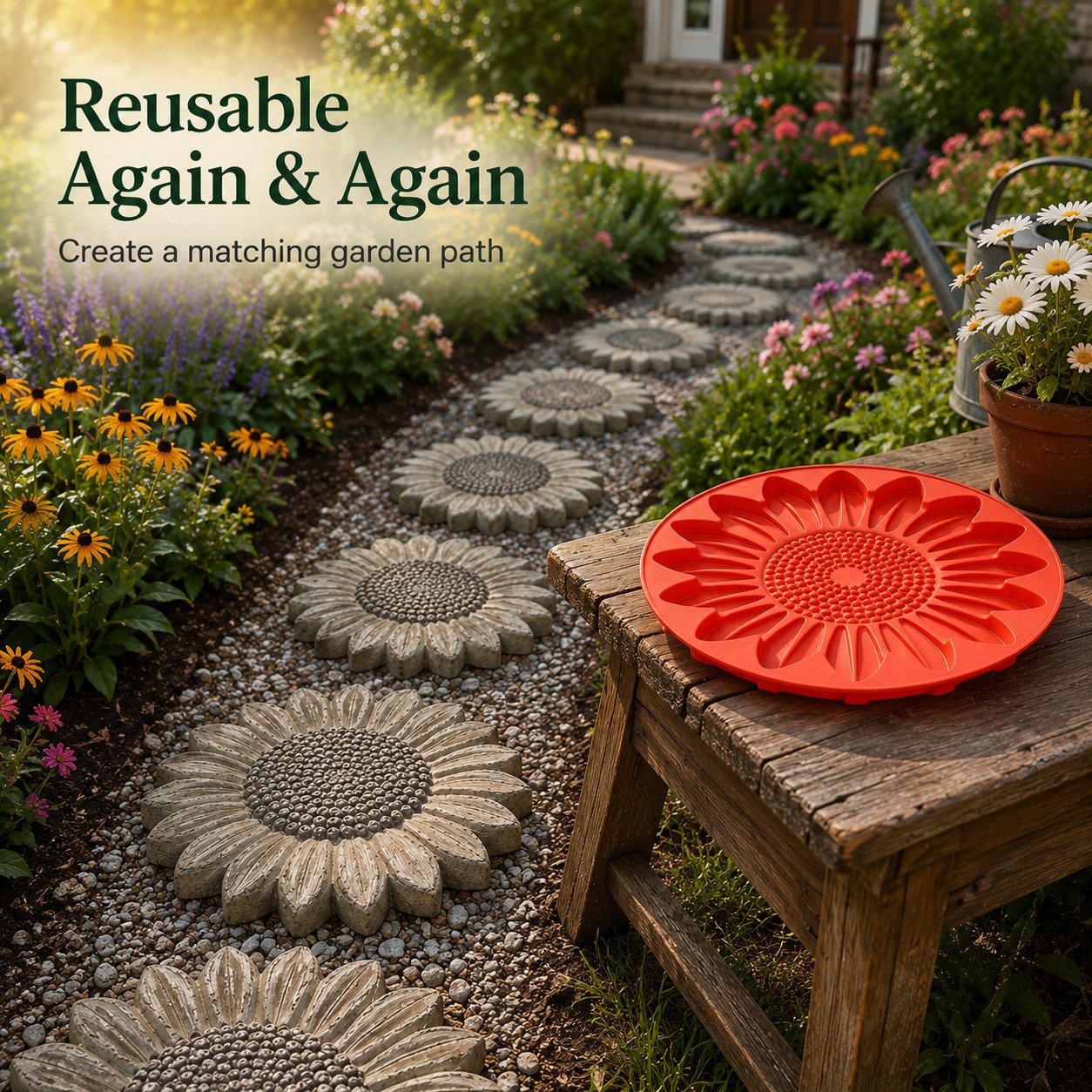 💥 LAST DAY 49% OFF - 🌻 Reusable Sunflower Stepping Stone Mold - detail 7