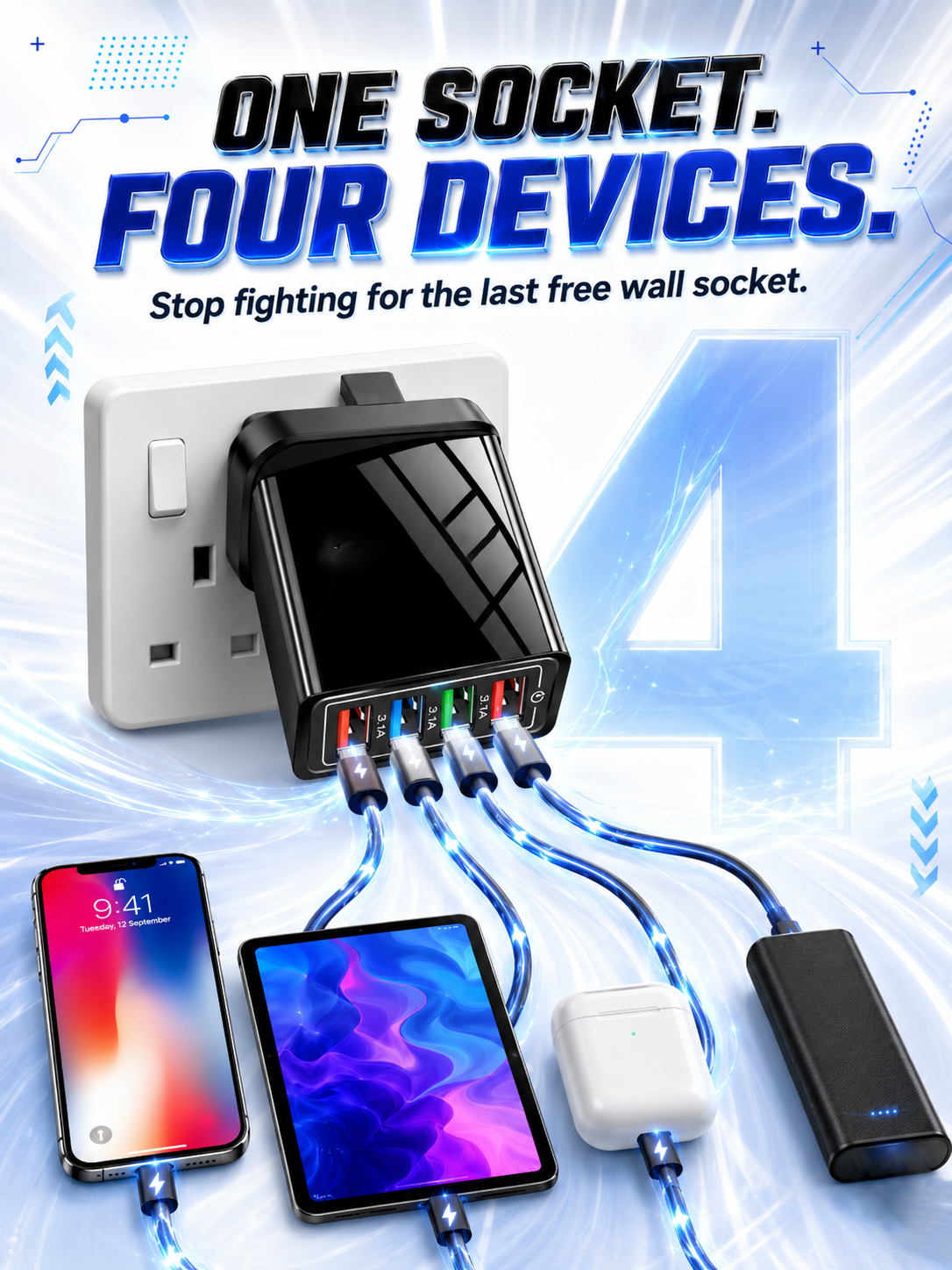 Improve Your Phone's Battery Life⚡4-in-1 Travel Charger🚀 Make your 4-year-old smartphone charge faster than a new one - detail 10