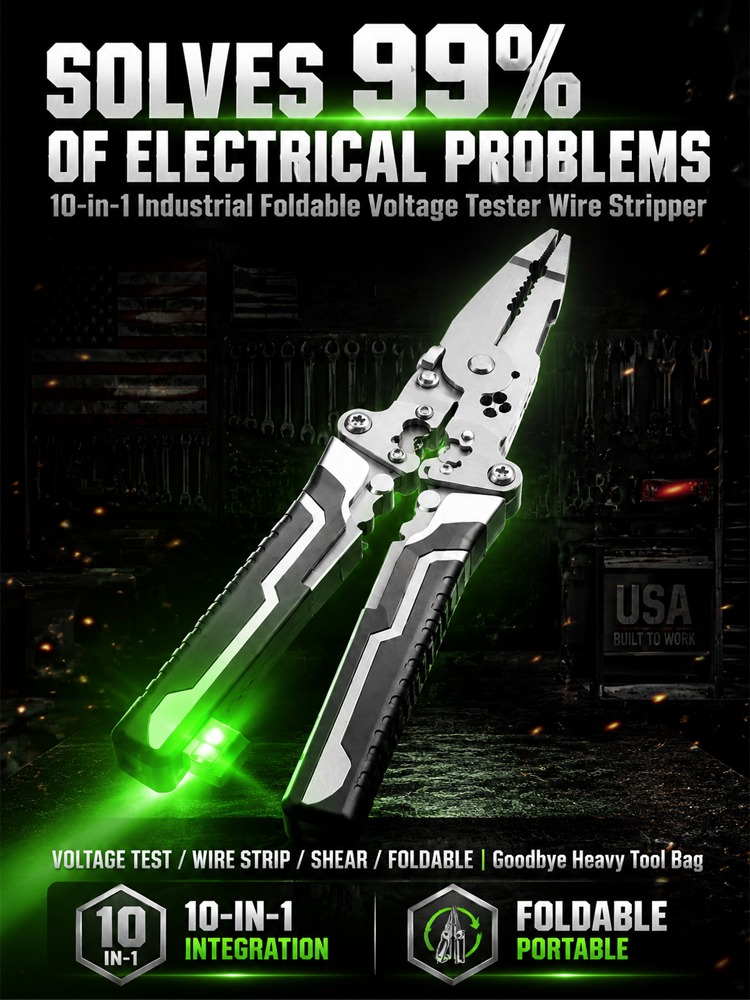 ⚡ ONE TOOL. TEN FUNCTIONS. ALMOST EVERY WIRING JOB COVERED. 🔥 The Master-Grade 10-in-1 Voltage Tester & Wire Stripper Built to Test, Strip, Cut, Grip and Troubleshoot Faster — So You Stop Switching Tools Every 30 Seconds. 🛠️⚡ - detail 4