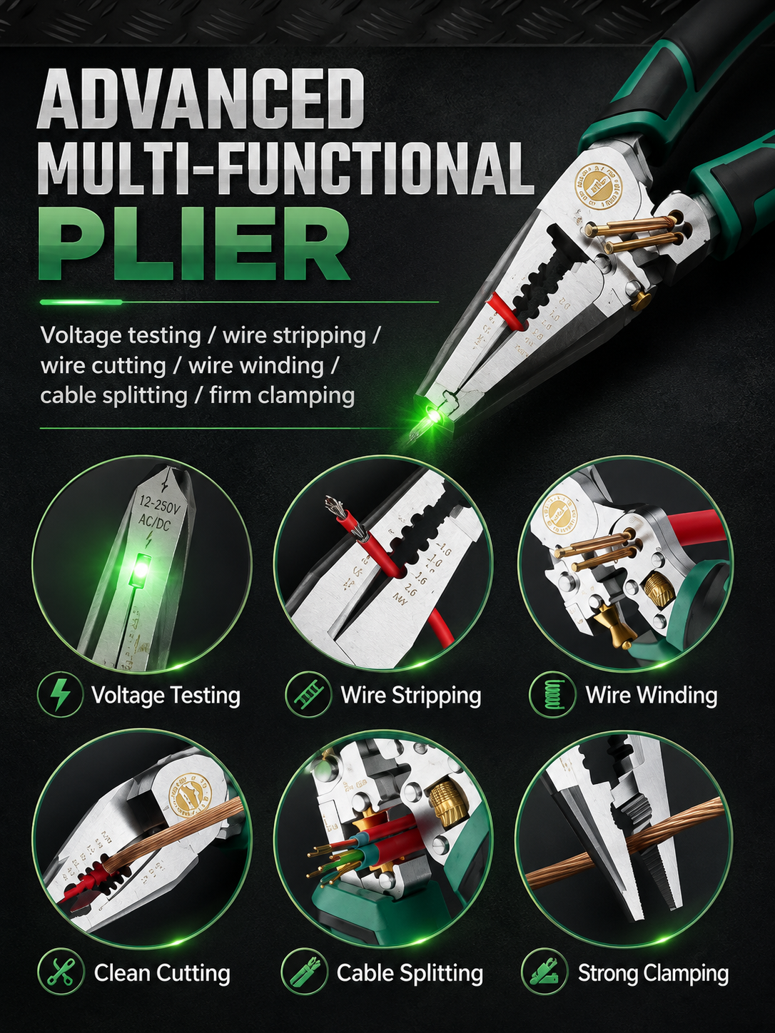 ⚡ ONE TOOL. TEN FUNCTIONS. ALMOST EVERY WIRING JOB COVERED. 🔥 The Master-Grade 10-in-1 Voltage Tester & Wire Stripper Built to Test, Strip, Cut, Grip and Troubleshoot Faster — So You Stop Switching Tools Every 30 Seconds. 🛠️⚡ - detail 5