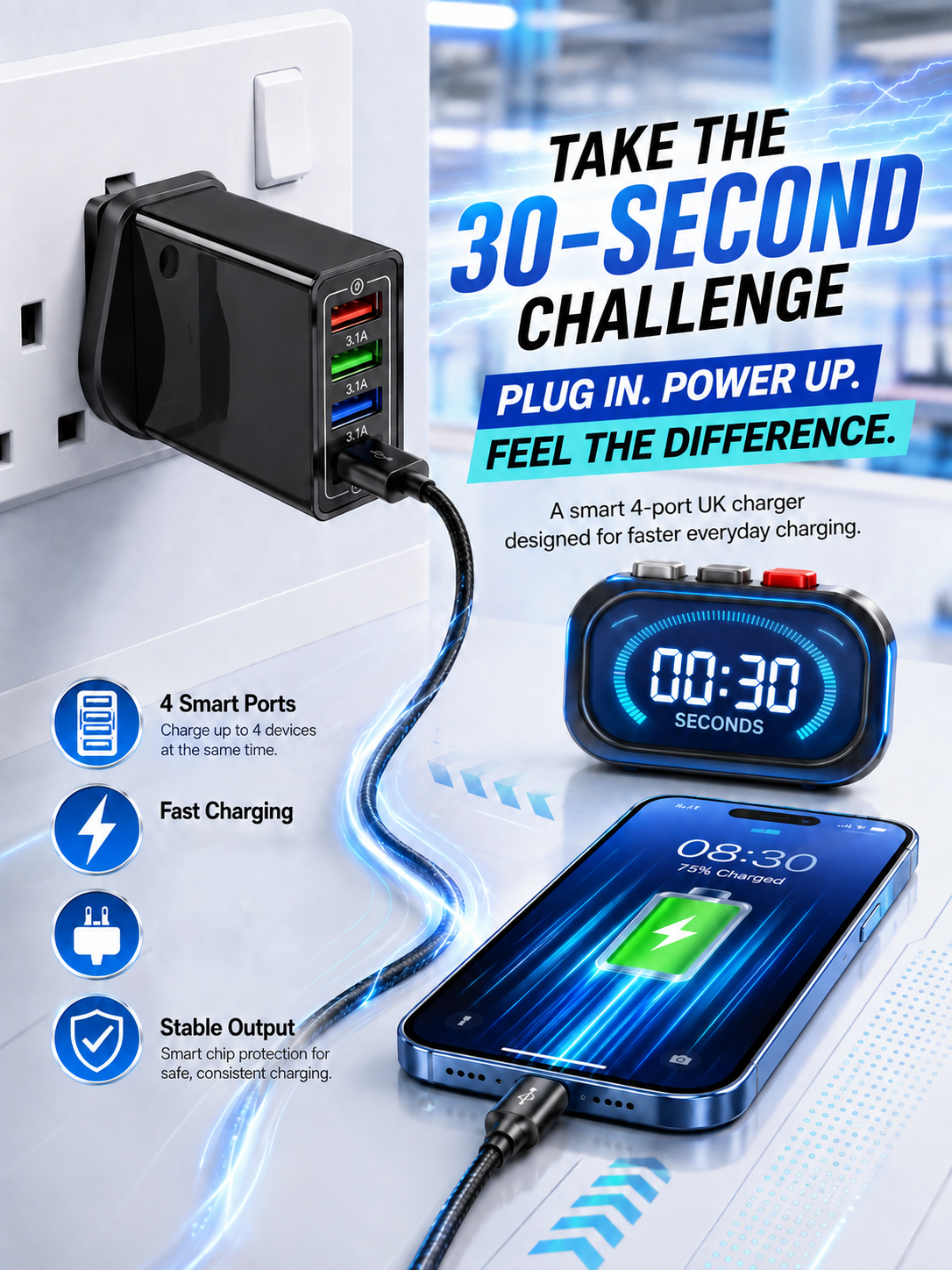 Improve Your Phone's Battery Life⚡4-in-1 Travel Charger🚀 Make your 4-year-old smartphone charge faster than a new one - detail 13