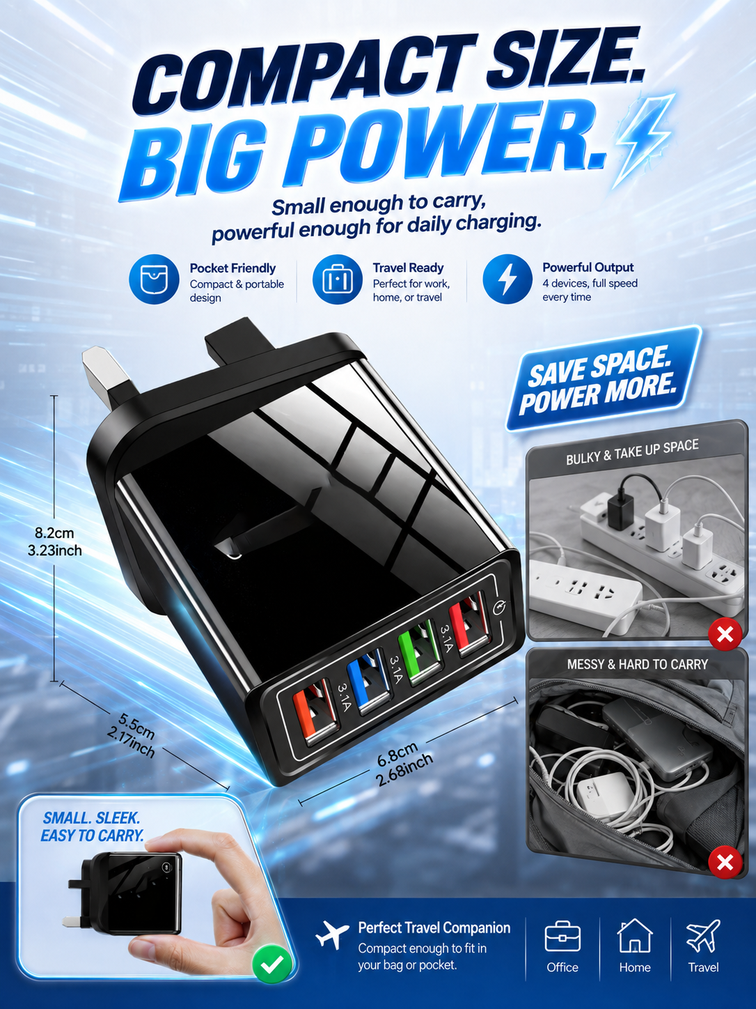 Improve Your Phone's Battery Life⚡4-in-1 Travel Charger🚀 Make your 4-year-old smartphone charge faster than a new one - detail 15