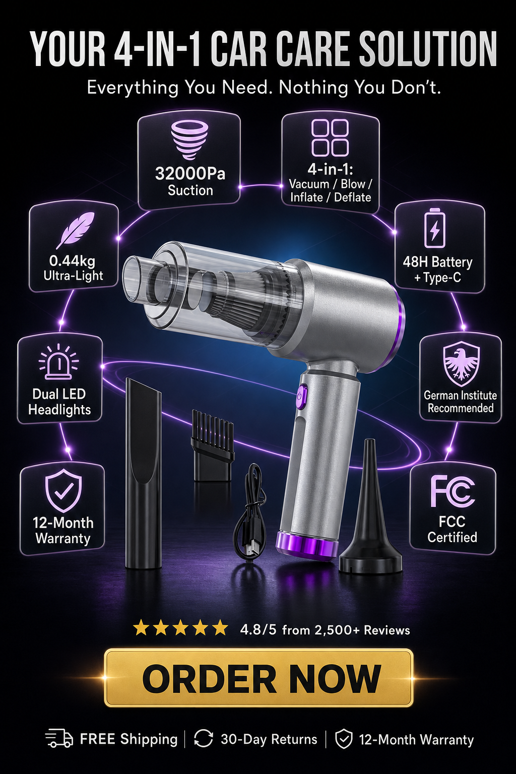 🌪️⚡ 32,000 Pa storm-force suction erases all dirt instantly! - detail 8