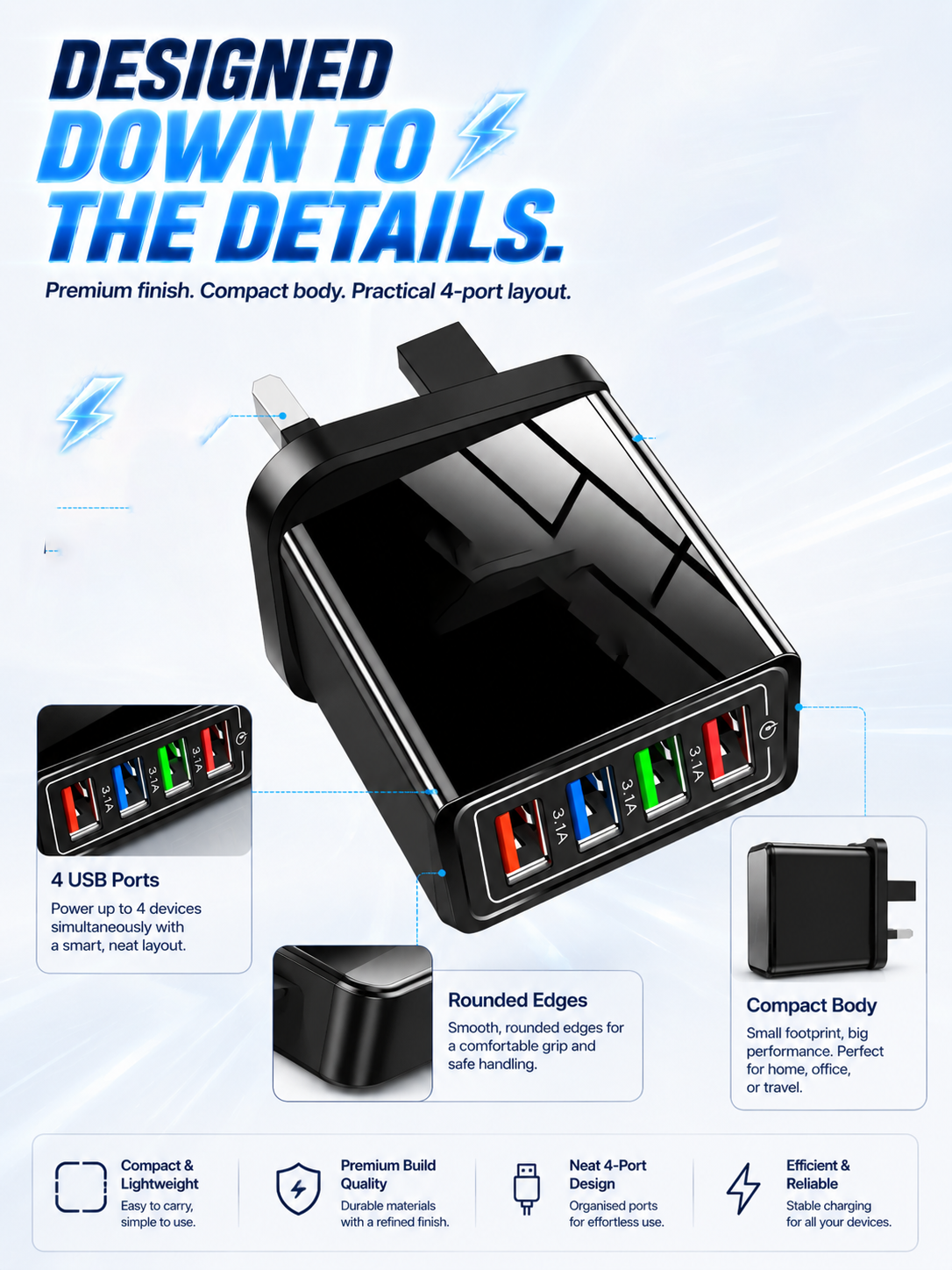 Improve Your Phone's Battery Life⚡4-in-1 Travel Charger🚀 Make your 4-year-old smartphone charge faster than a new one - detail 16