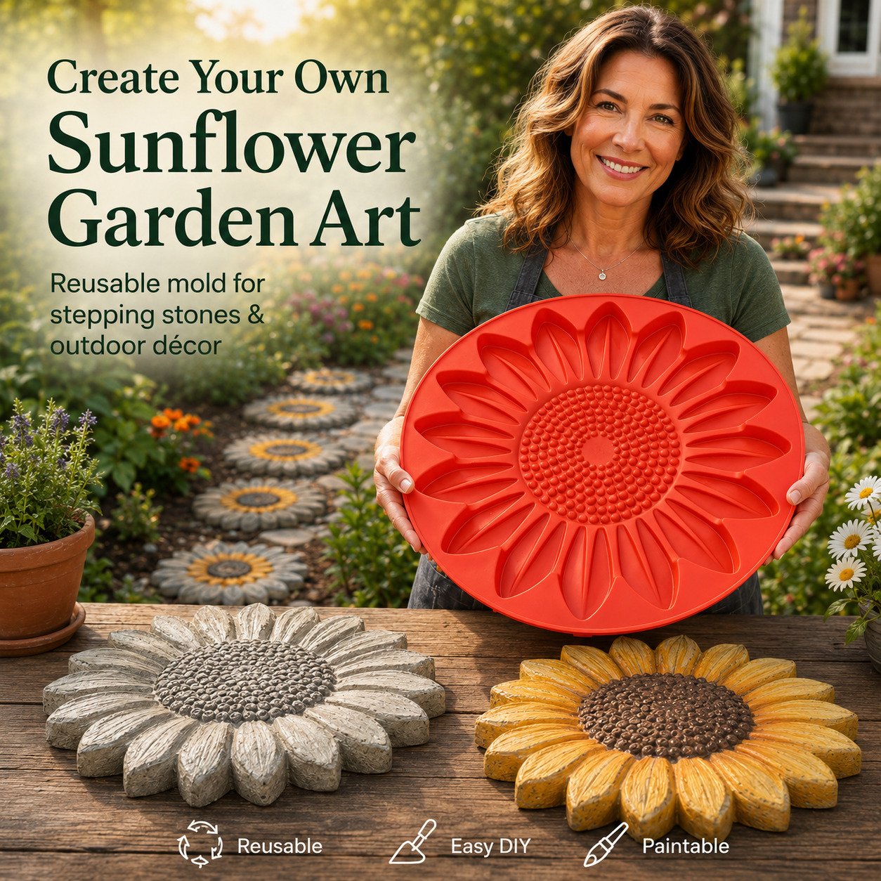 💥 LAST DAY 49% OFF - 🌻 Reusable Sunflower Stepping Stone Mold - detail 12
