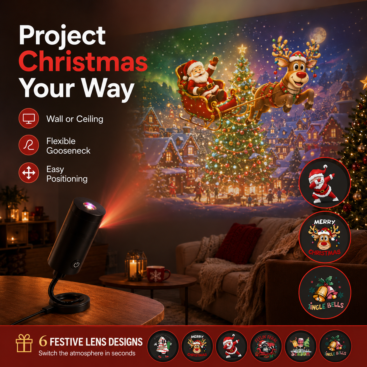 🎄 Christmas Limited Edition Projection Lenses Only – 6 Exclusive Festive Scenes - detail 3