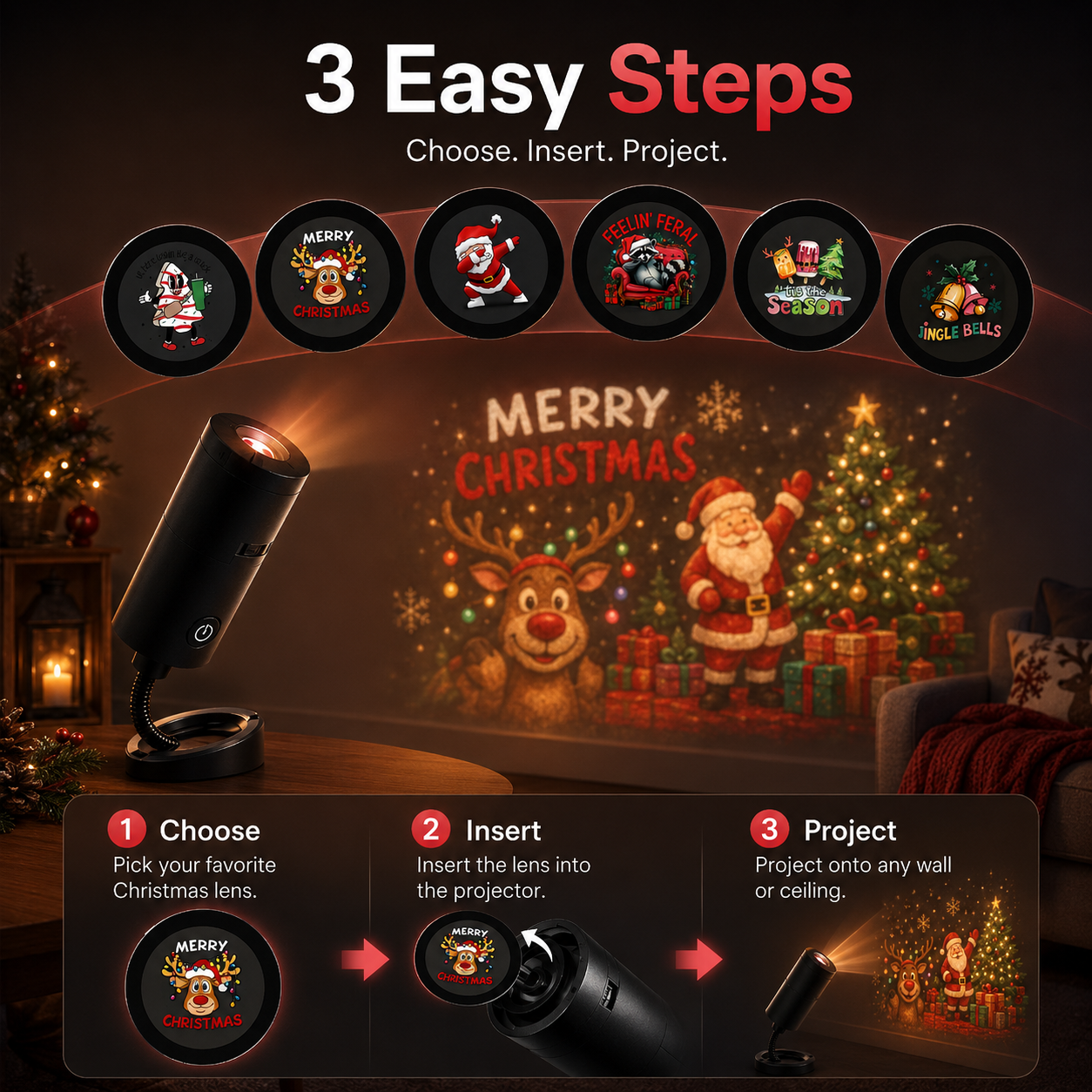 🎄 Christmas Limited Edition Projection Lenses Only – 6 Exclusive Festive Scenes - detail 2