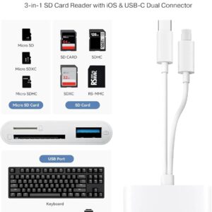 Portable USB-C SD Card Reader – Dual-Slot SD/TF Memory Card Adapter