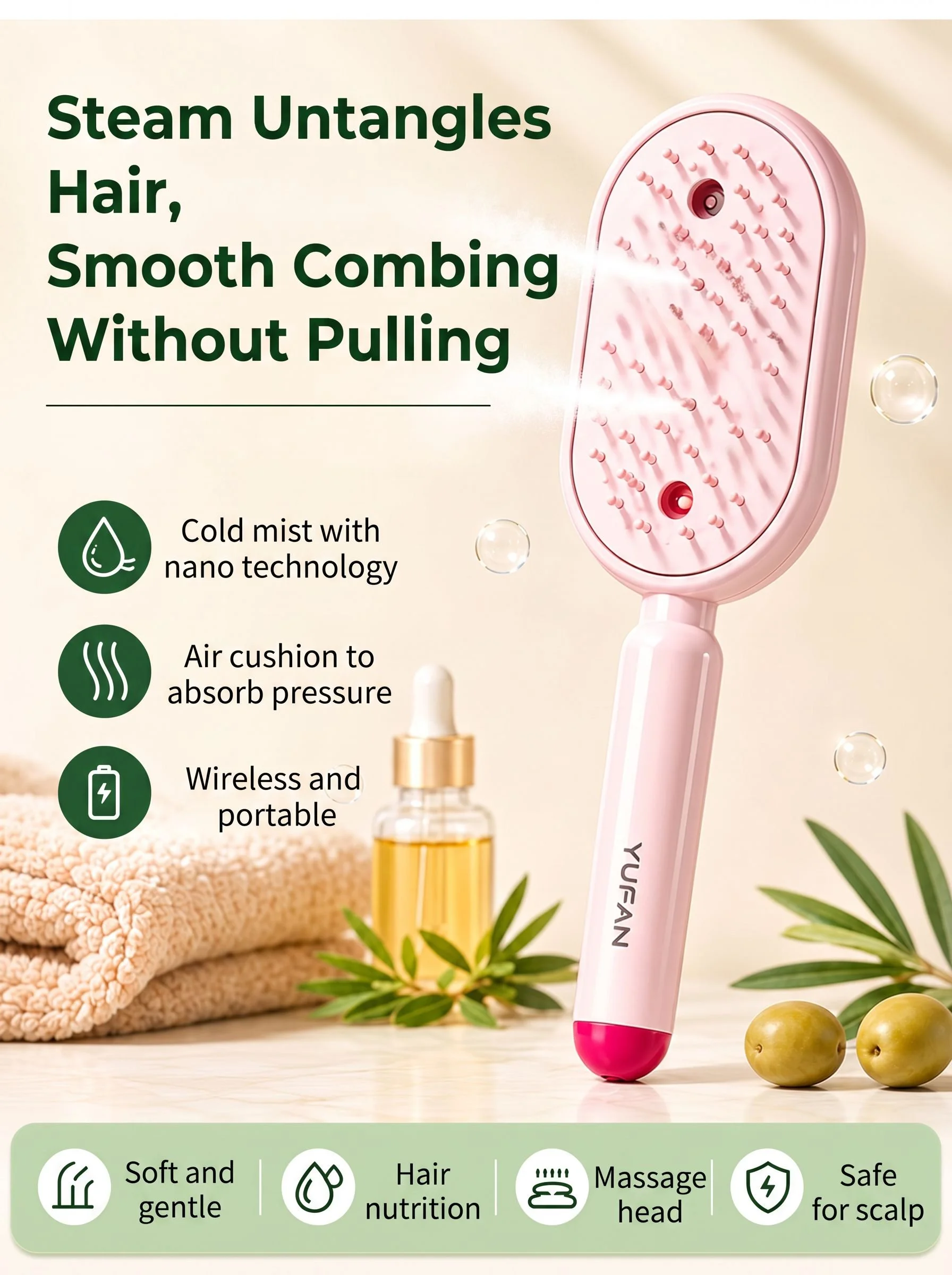 Red Light Mist Hair Care Comb - detail-02