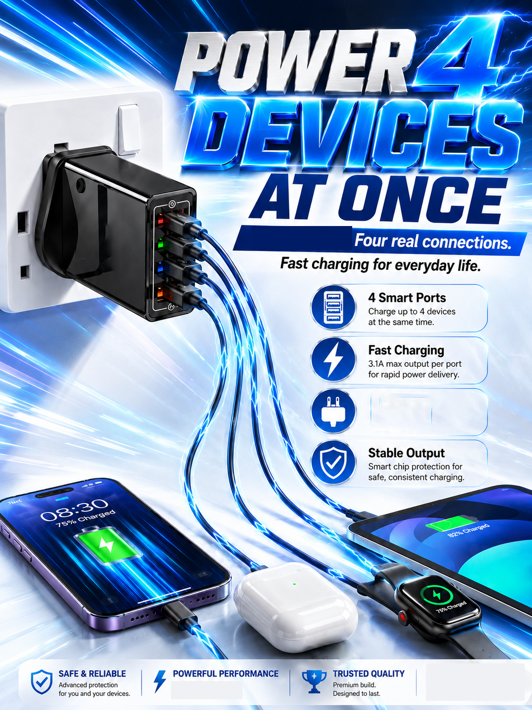 Improve Your Phone's Battery Life⚡4-in-1 Travel Charger🚀 Make your 4-year-old smartphone charge faster than a new one - detail 14