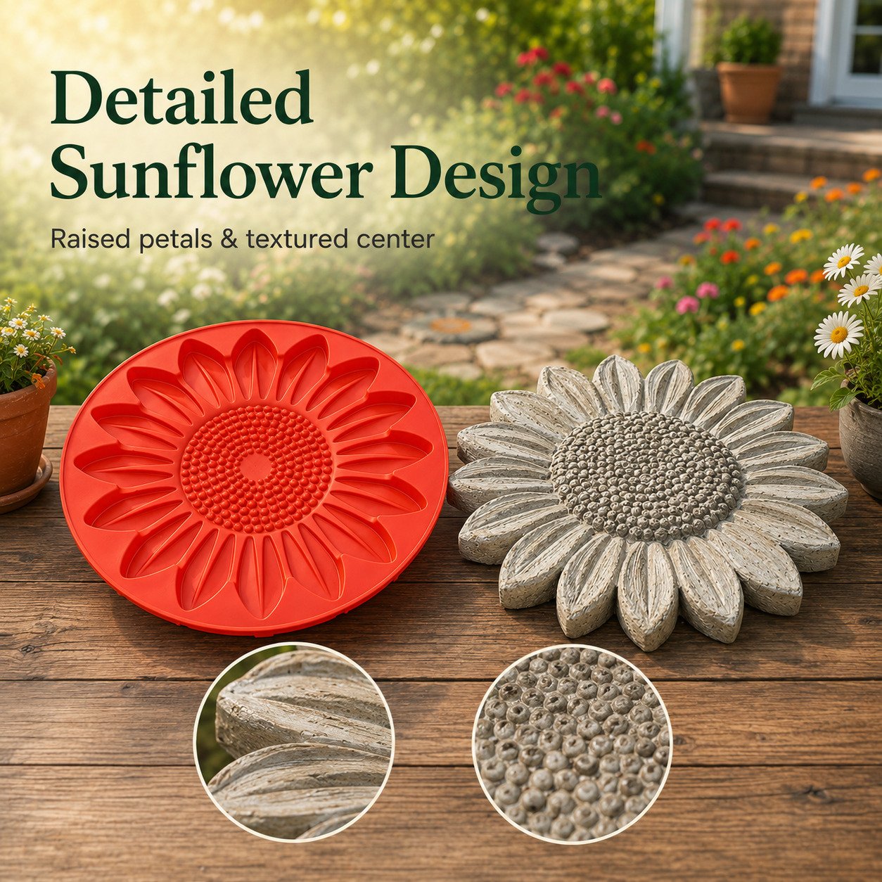 💥 LAST DAY 49% OFF - 🌻 Reusable Sunflower Stepping Stone Mold - detail 3