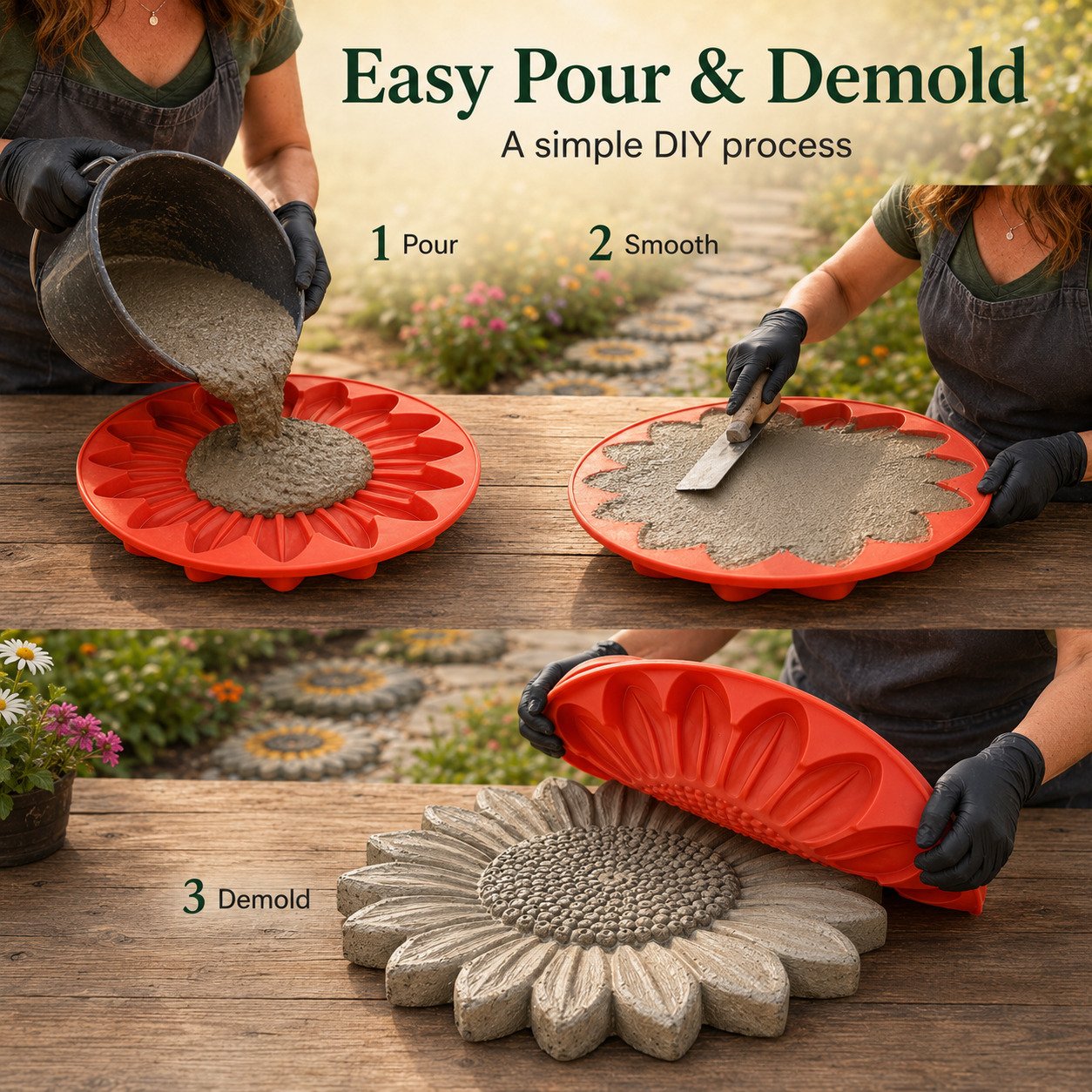 💥 LAST DAY 49% OFF - 🌻 Reusable Sunflower Stepping Stone Mold - detail 11