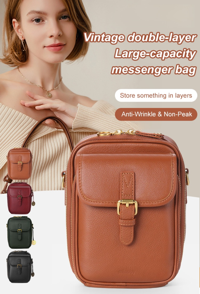 Vintage Double-Layer Messenger Bag - lifestyle display