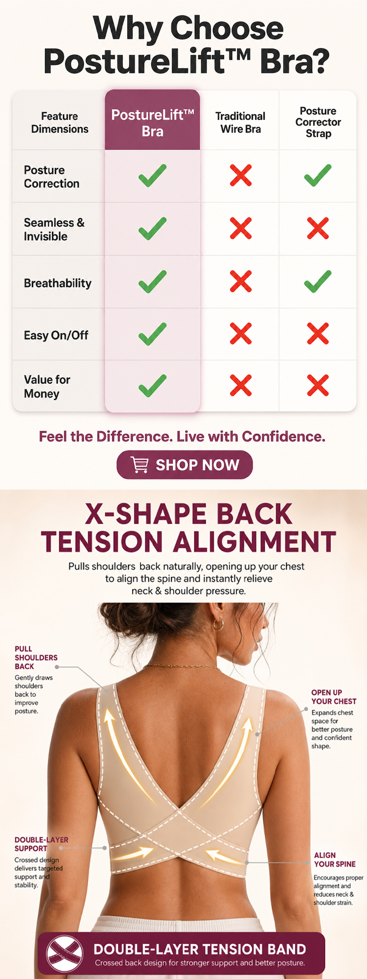 PostureLift™ Posture Correcting Seamless Bra | Lifts in 3s & Instantly Smooths Back Fat - detail 5