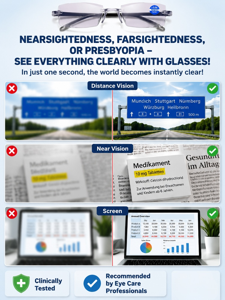 0.01s Auto-Focus Progressive Glasses +1.00~+7.00D Stepless for Reading & Driving - detail 8